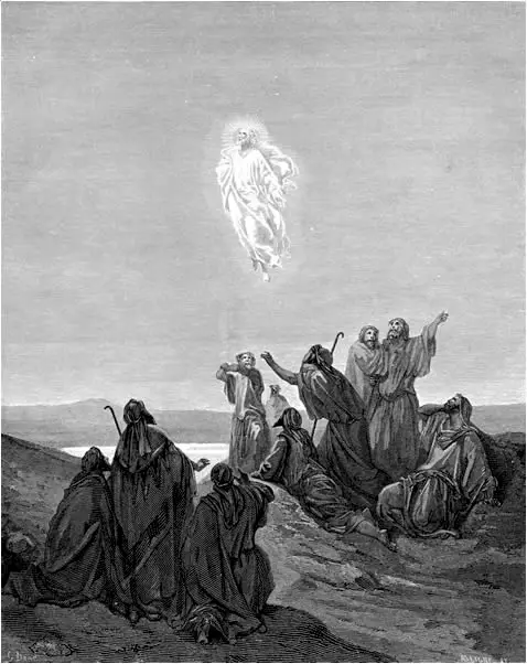 Gustave Doré’s engraving of Jesus rising into the clouds above his disciples.